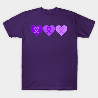 Purple Hearts with Purple Heart Awareness Ribbons T-Shirt